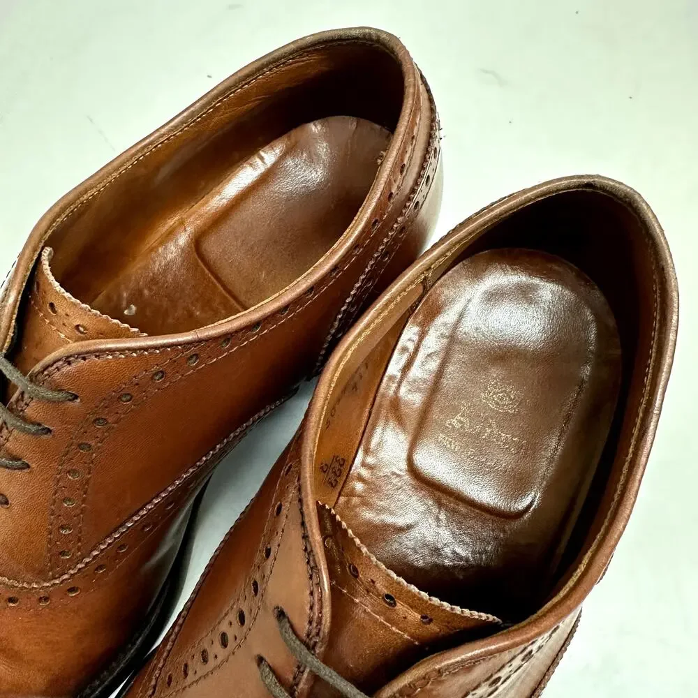 NEW HEELS Alden 911 Medallion Perf Tip Bal Oxford (Burnished Tan Calf) 7.5 E